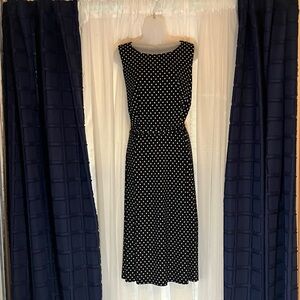 Evan Picone Black and White Polka Dot Midi Dress